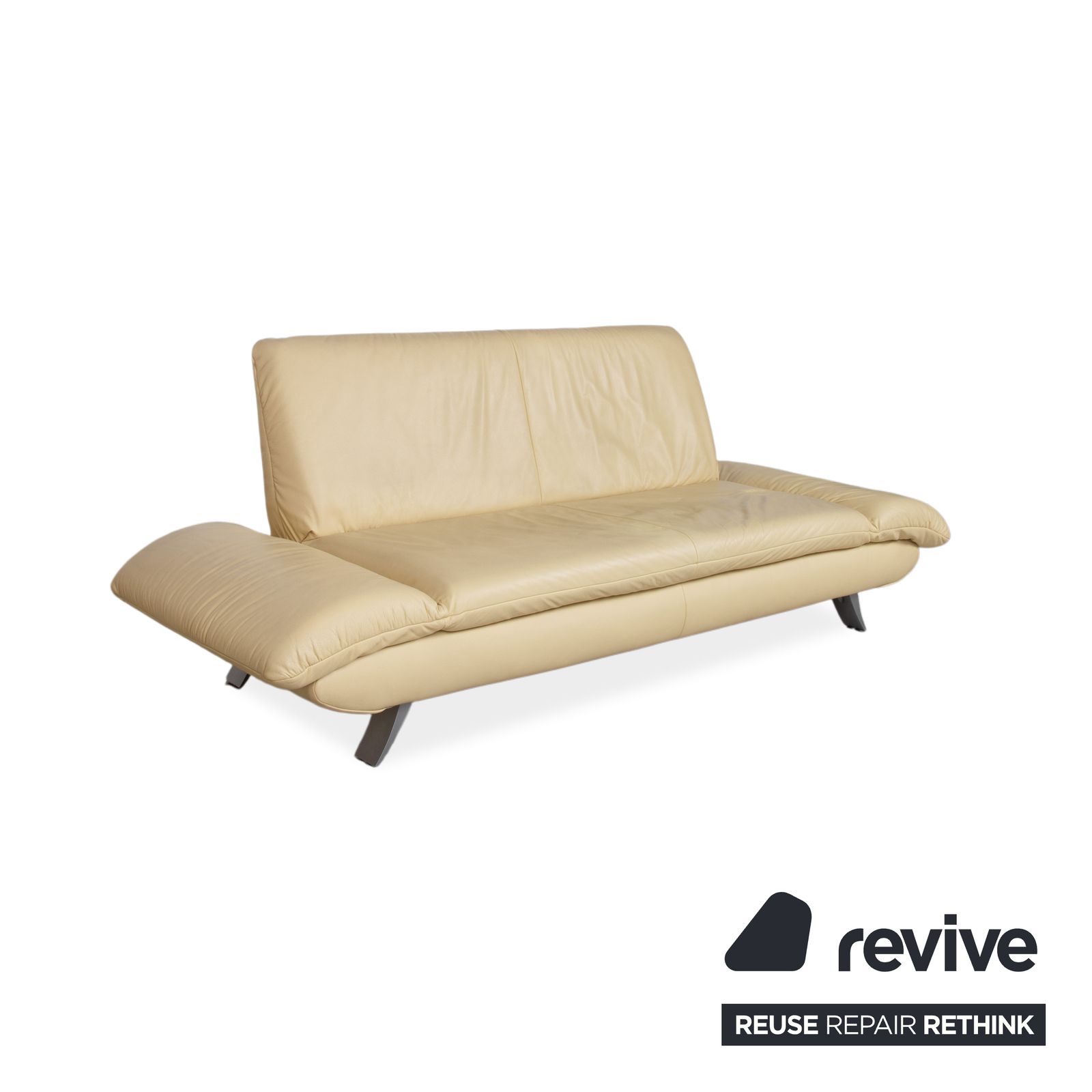 Koinor Rossini Three Seater Leather Sofa, Yellow, Manual Function photo Furniture