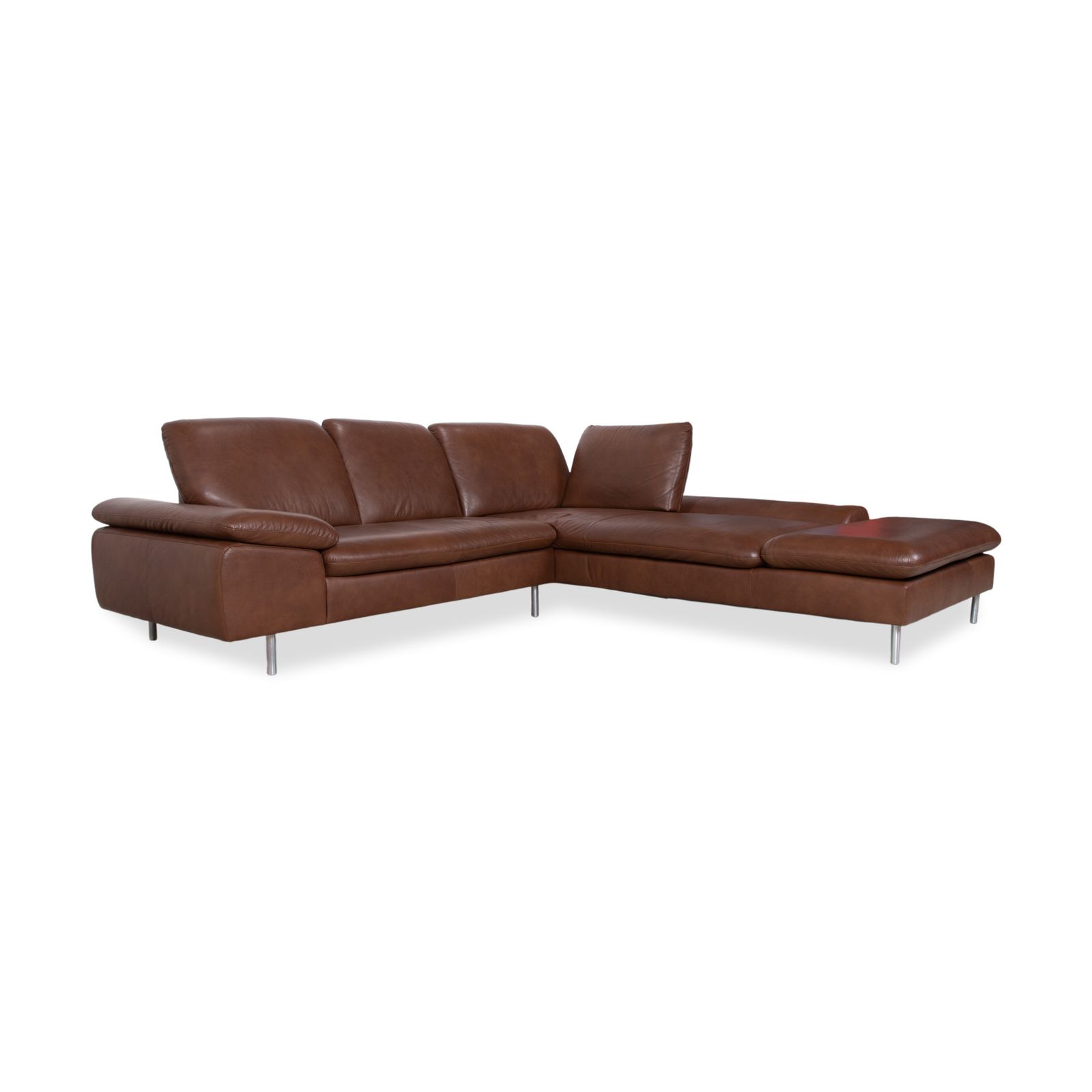 Canapé d'angle Willi Schillig Loop en cuir marron, fonction manuelle