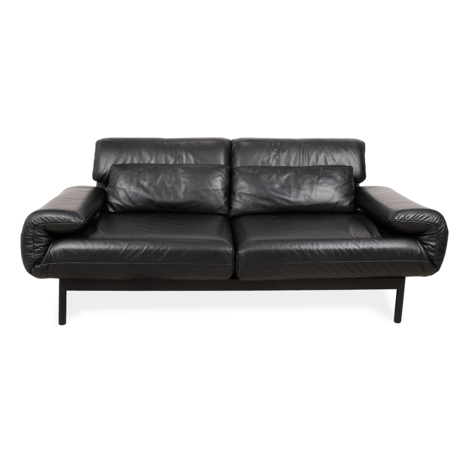 Rolf Benz Plura Leather Two Seater Black Manual Function Sofa
