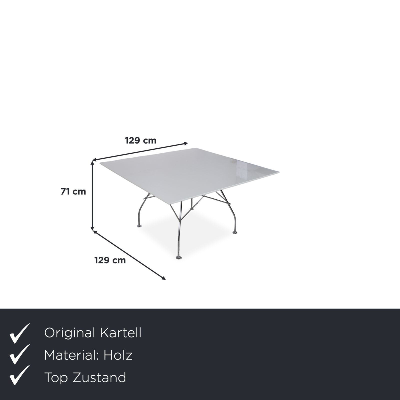 Table à manger Kartell Glossy Wood blanche photo furniture
