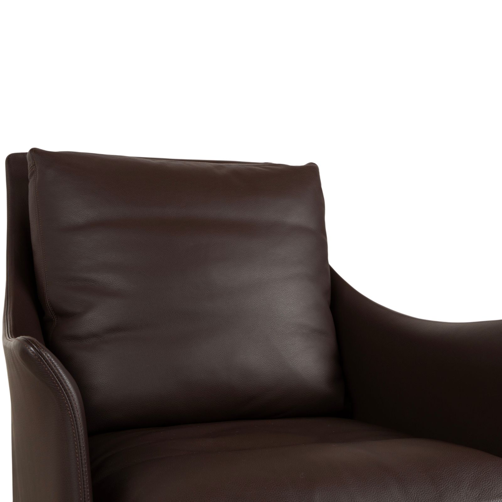 Fauteuil pivotant Flexform Boss en cuir brun, fonction manuelle photo Mobilier