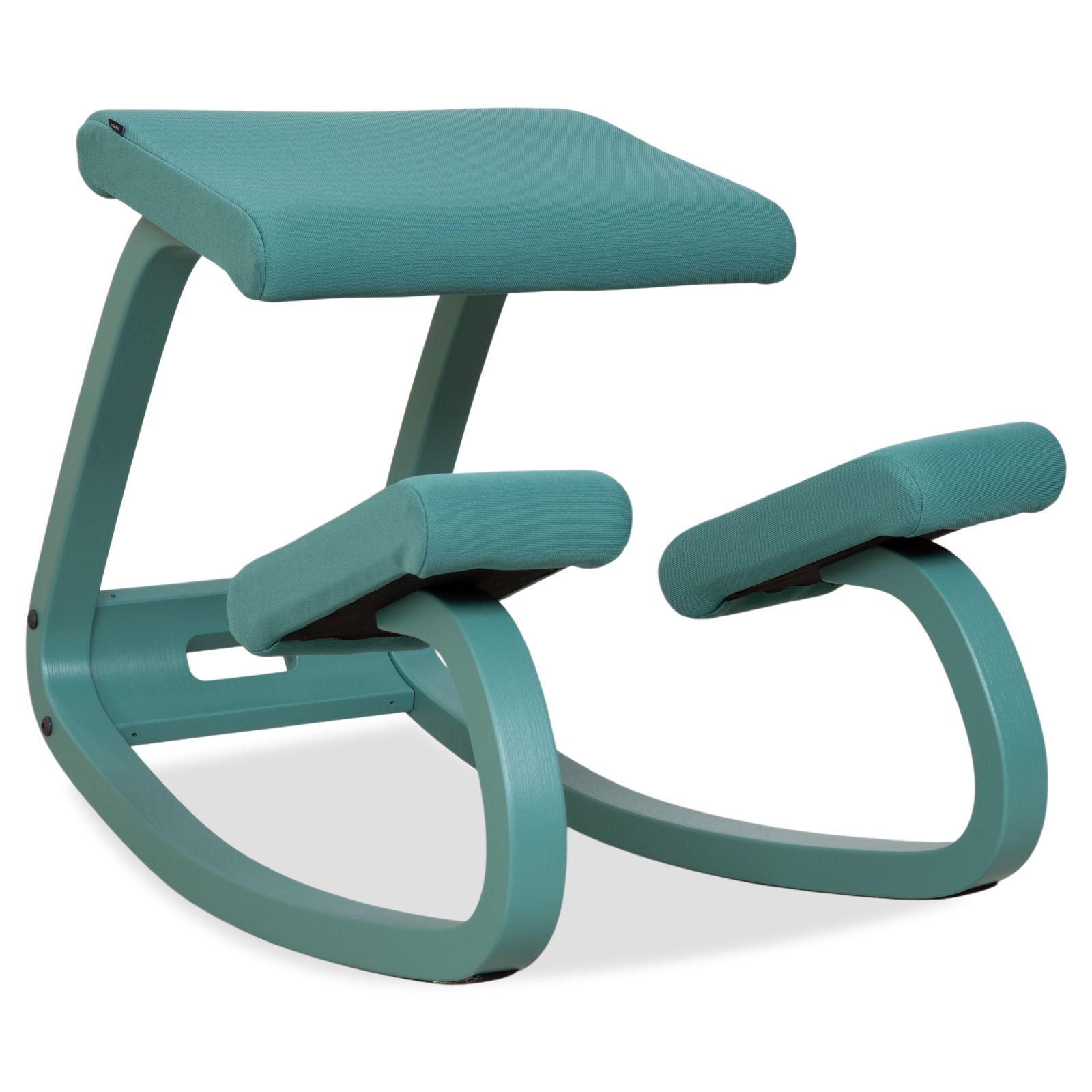 Varier Variable Monochrome Kneeling Chair Wooden Stool Fabric Turquoise Green Grotto