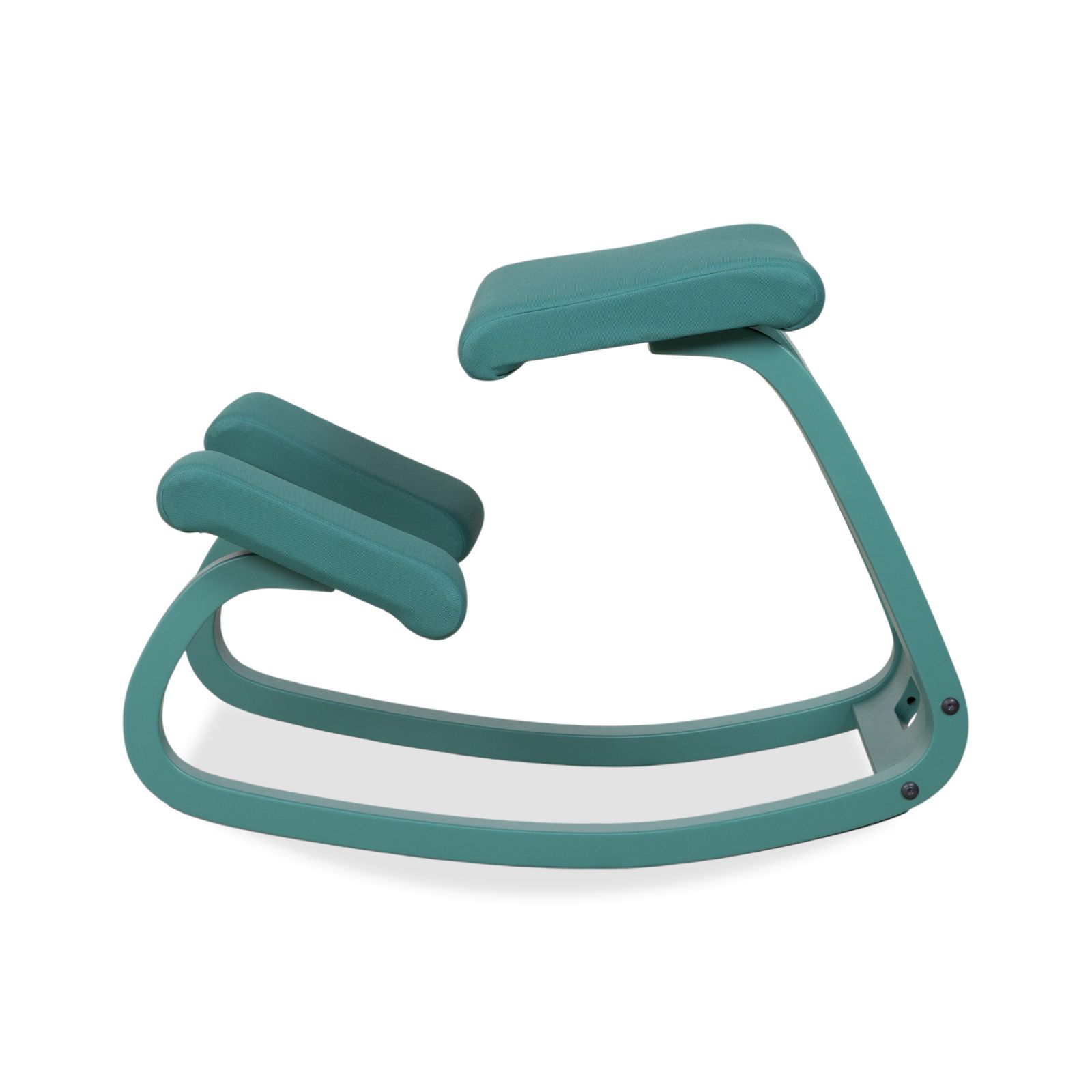 photo furniture Varier Variable Monochrome Kneeling Chair Wooden Stool Fabric Turquoise Green Grotto