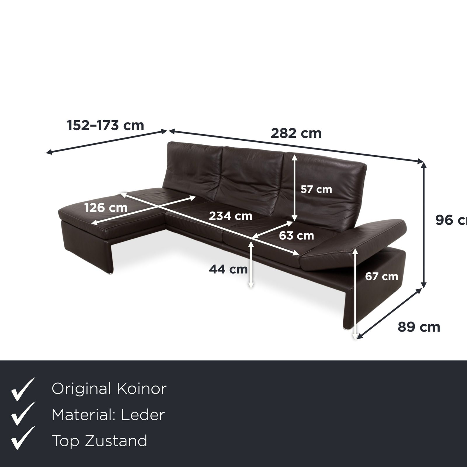 Koinor Raoul Leren Hoekbank Bruin Manuele Functie Chaise Longue Links photo furniture