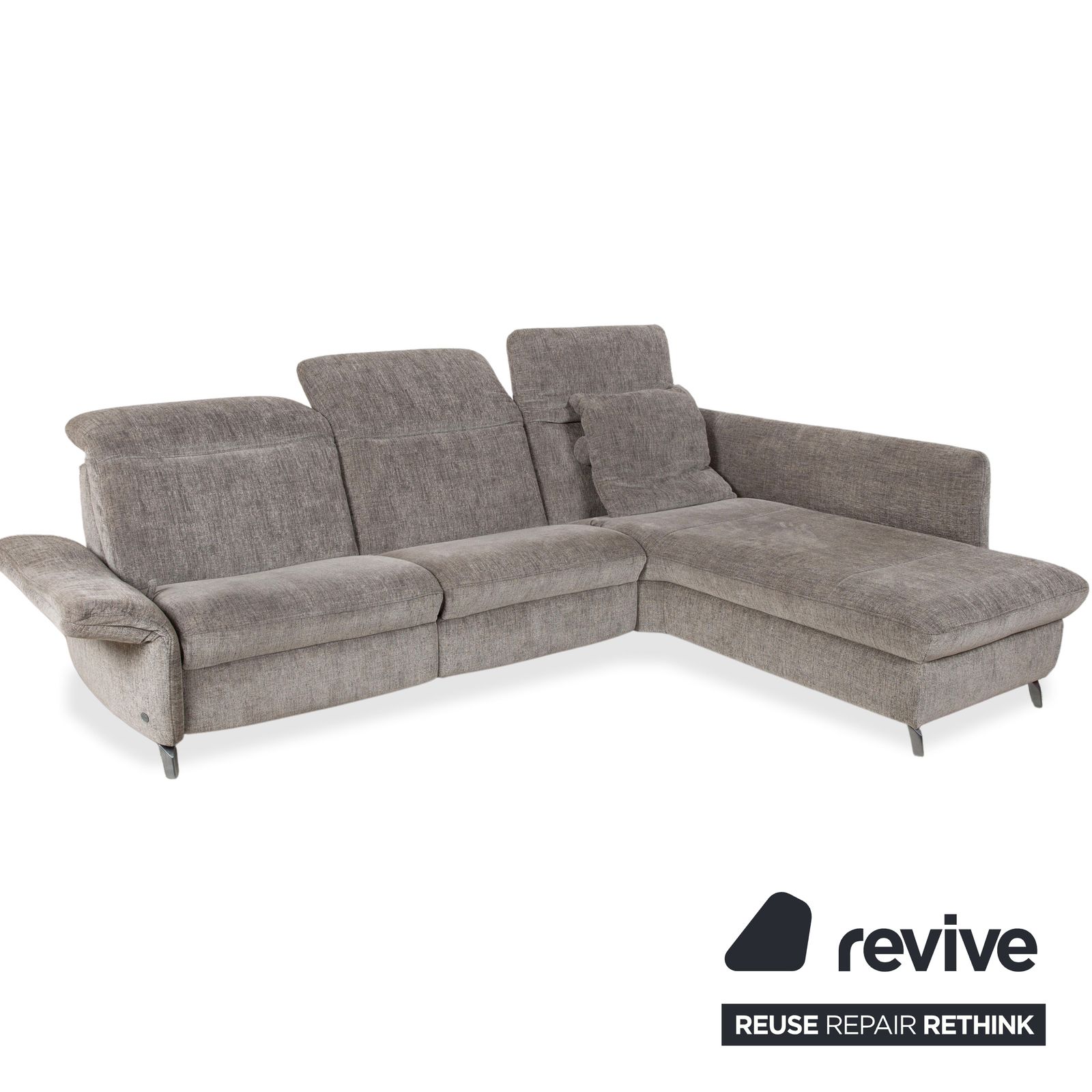 Canapé d'angle Himolla 1065.85 en tissu gris mélangé, fonction manuelle, méridienne à droite photo Mobilier