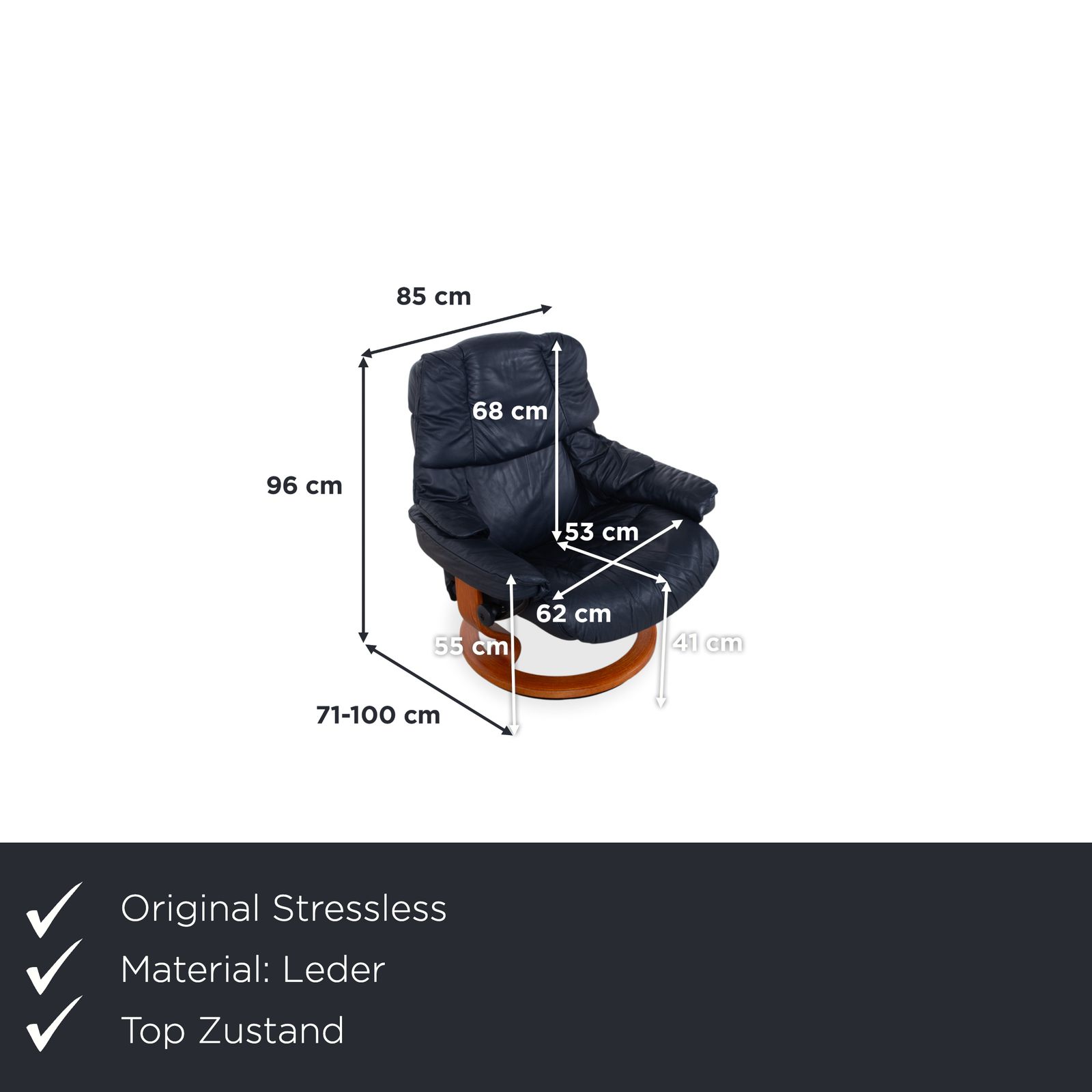 Stressless Reno Leren Fauteuil Zwart Incl. Voetenbank, Manuele Functie photo furniture