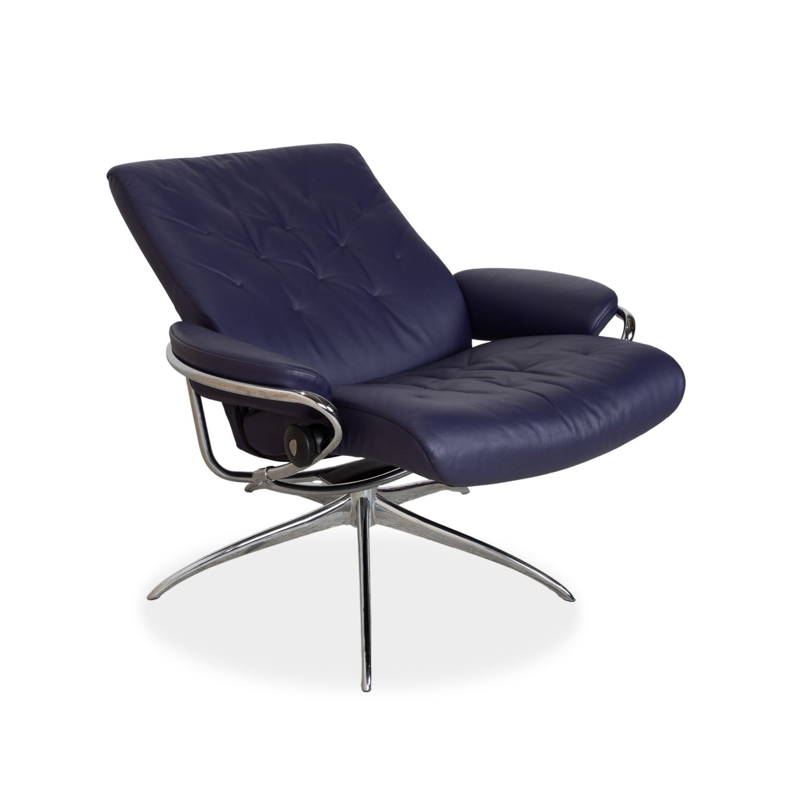 Stressless Metro Leren Relaxfauteuil, Blauw/Paars, Manuele Functie, Inclusief Voetenbank photo vinterior