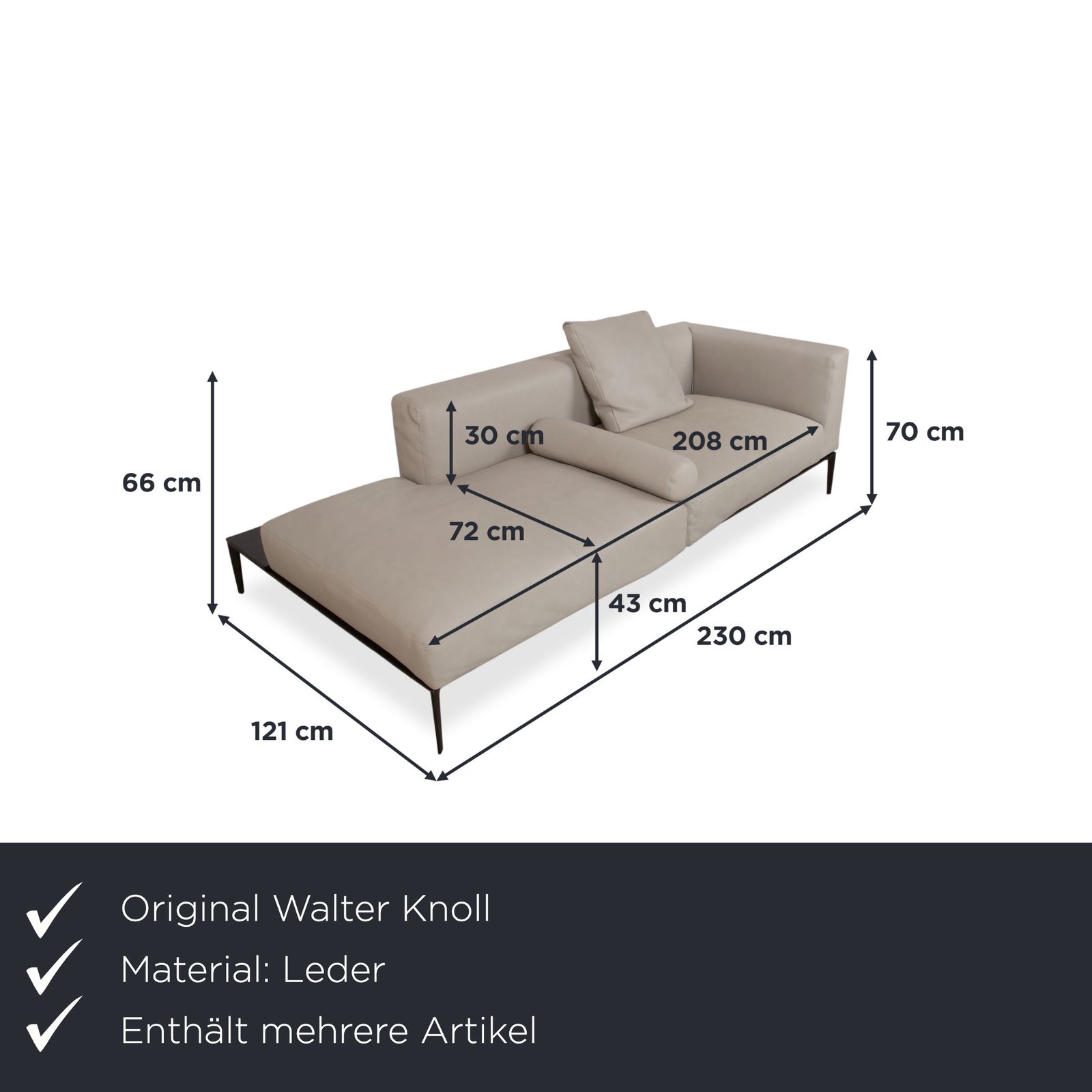 Walter Knoll Jaan Living Set Leather Three Seater Two Seater Grey Cream Sofa photo furniture