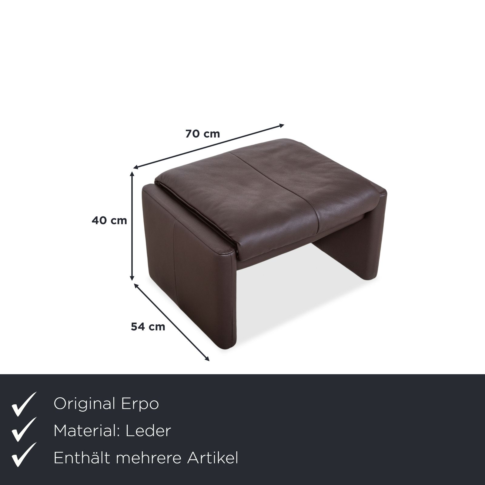 Erpo Milano 2x Leather Two Seater, Armchair &Footstool Brown Coffee Manual Reclining Function photo 5027.0