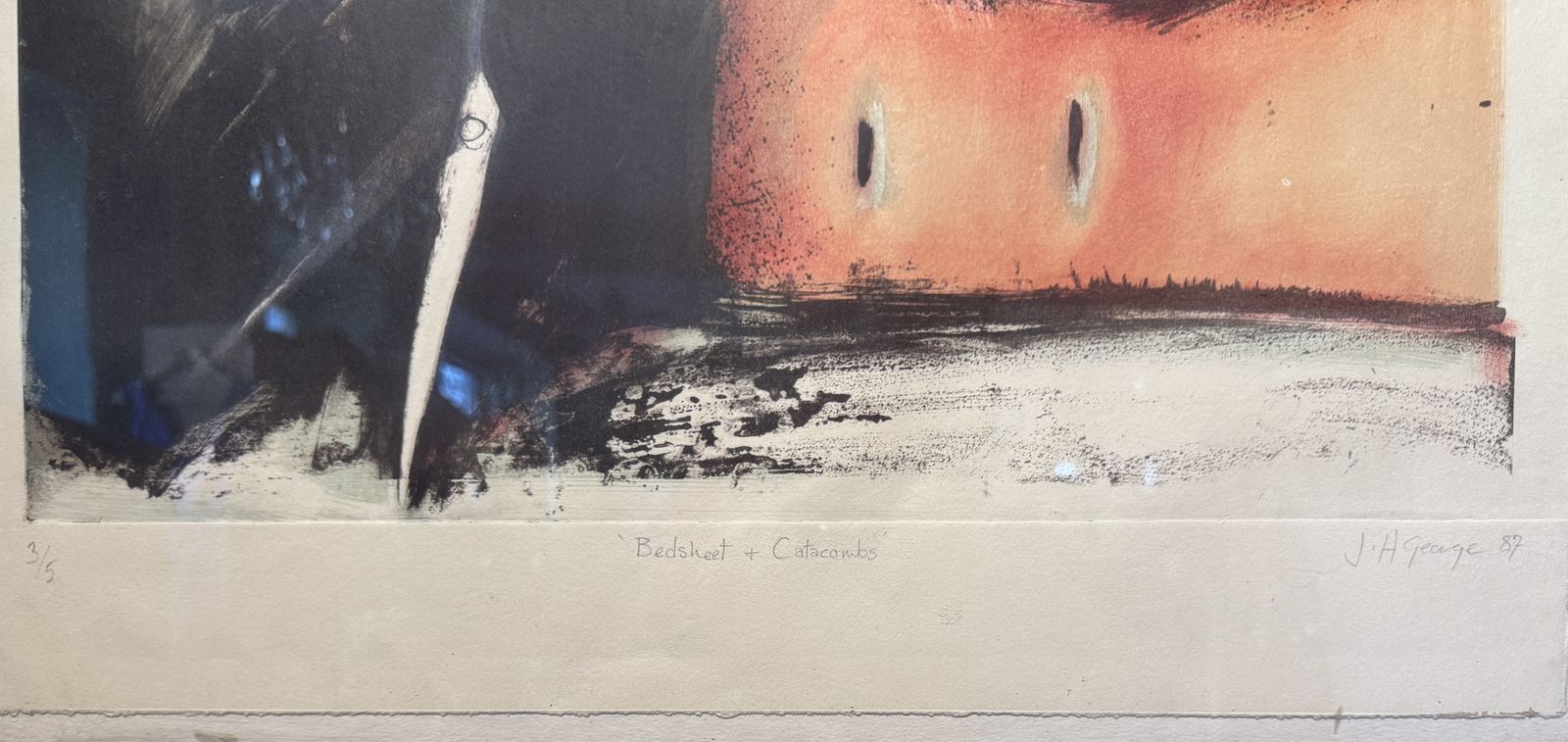 Limited Edition Lithograph 'Bedsheet & Catacombs' By Janie George 3/5 photo furniture