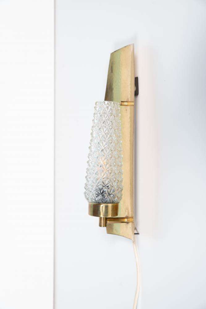 Vintage Brass 1960s Glass Wall Lamp, Midcentury Light photo Lighting