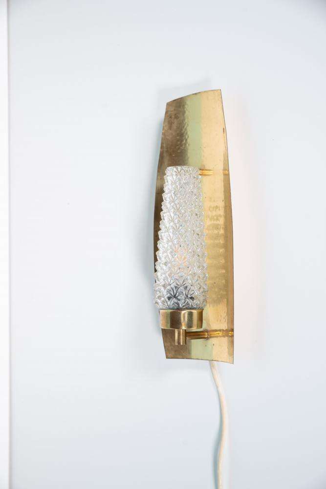 Vintage Brass 1960s Glass Wall Lamp, Midcentury Light photo 340.0