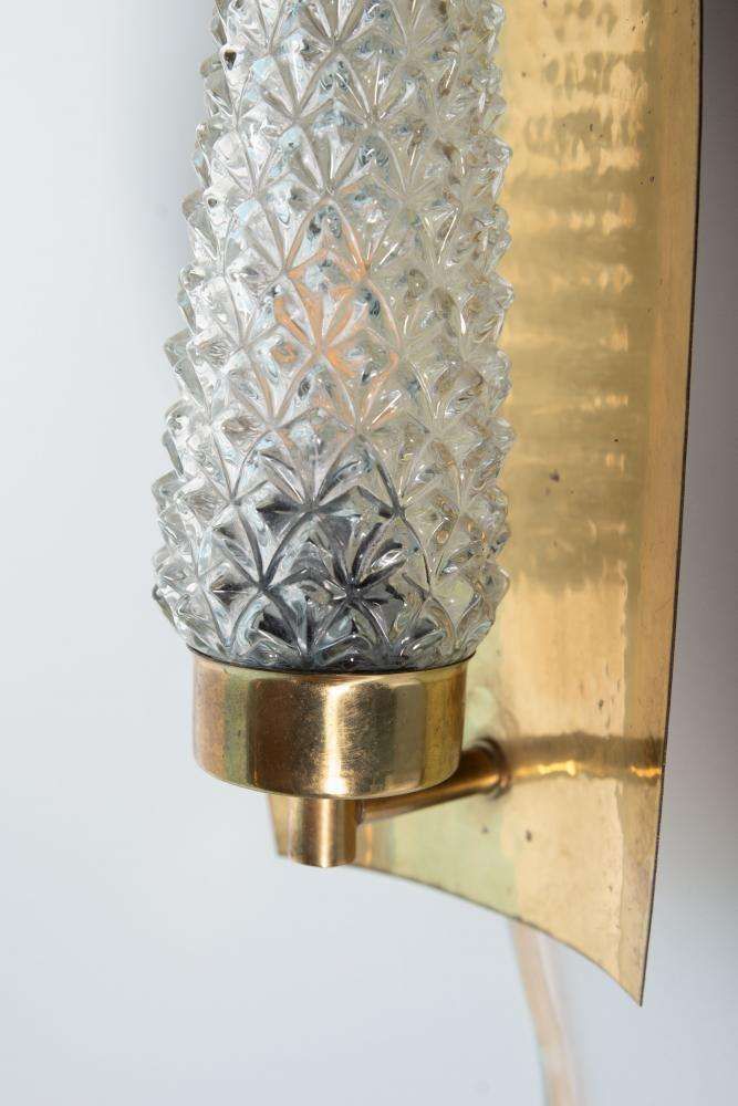 photo furniture Vintage Brass 1960s Glass Wall Lamp, Midcentury Light