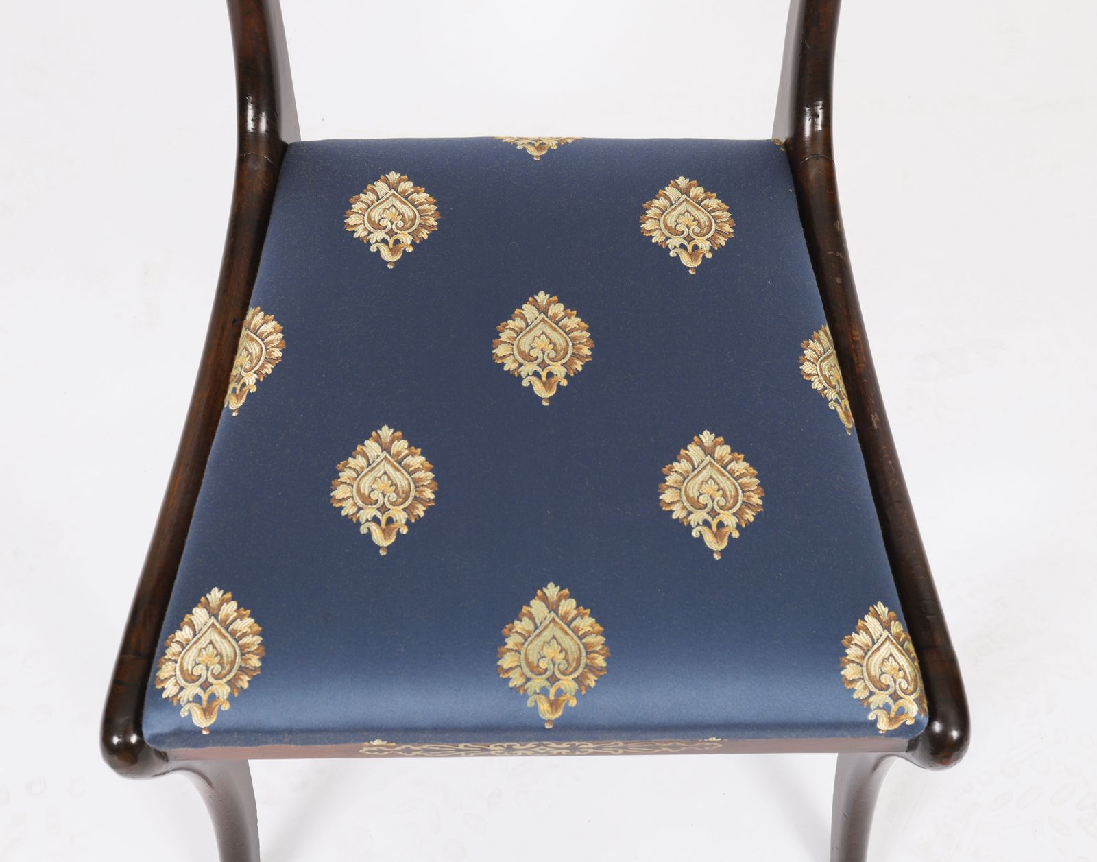 Pair Regency Period Brass Inlaid Bar Back Chairs 19th C  C1820 photo vinterior
