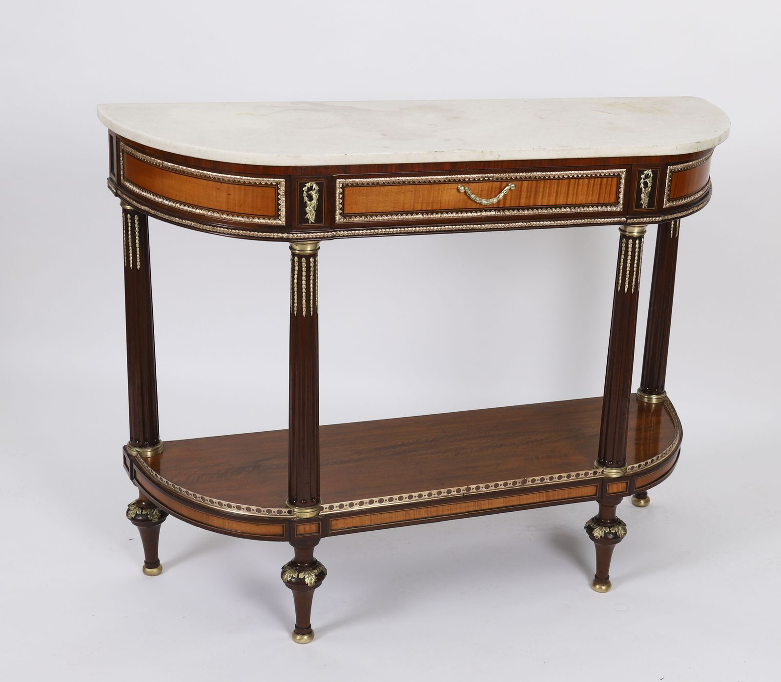 7500.0 Antique Pair French Ormolu Mounted Carrara Marble Topped Consoles 19th C photo