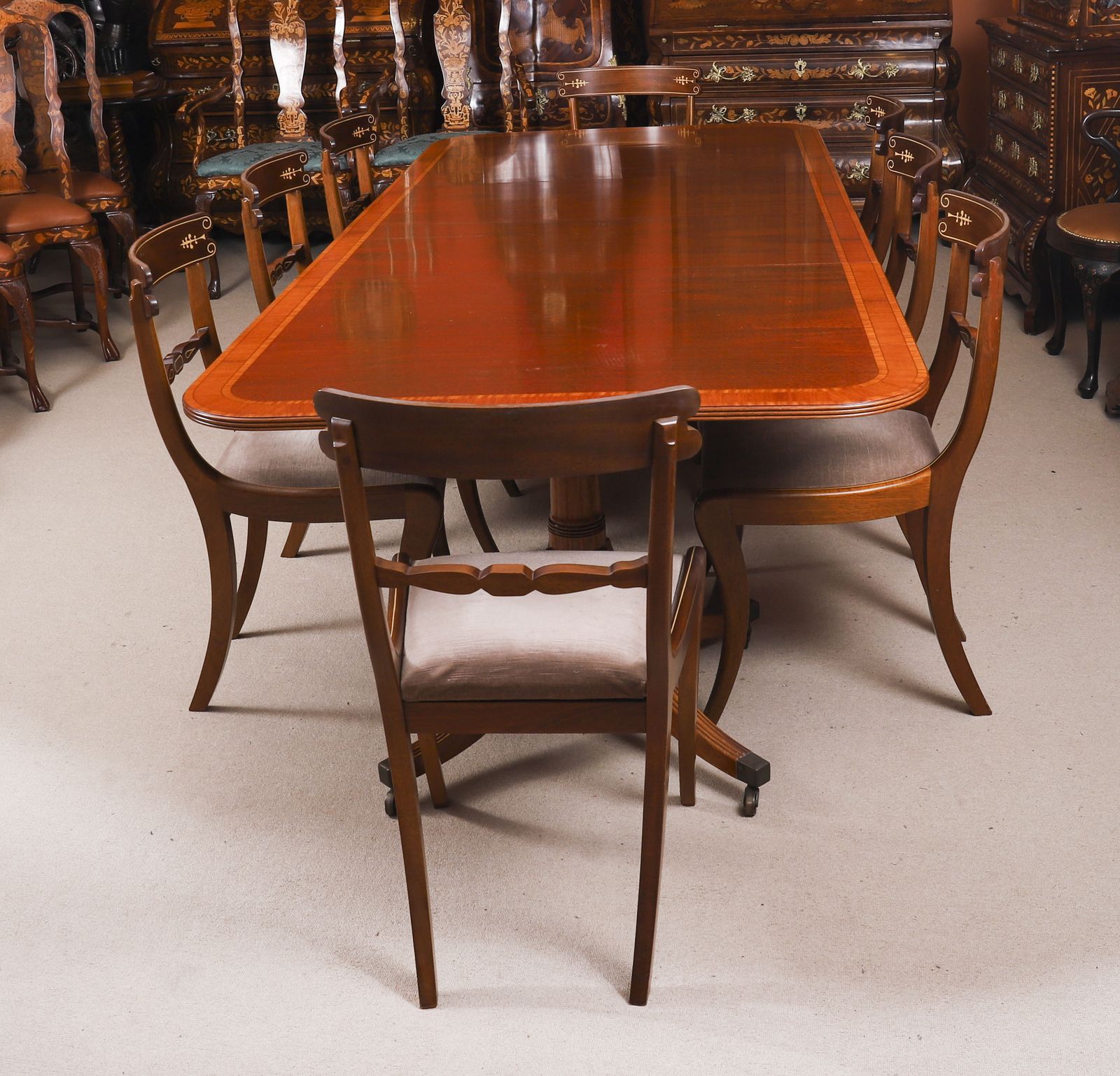Regency Revival Dining Table & 8 Chairs By William Tillman 20th C photo furniture