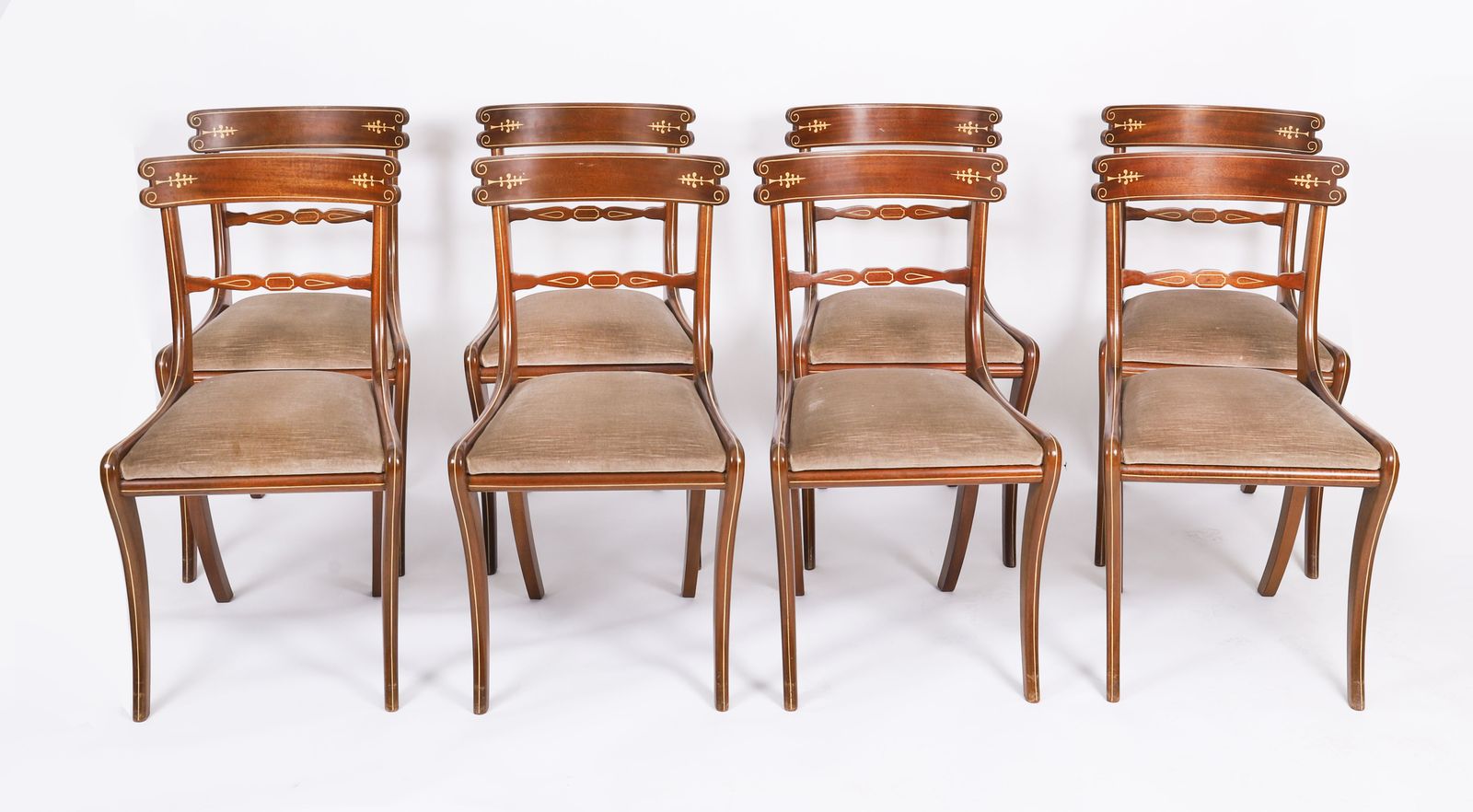 Vintage Set 8 Shield Back Dining Chairs By William Tillman  20th C