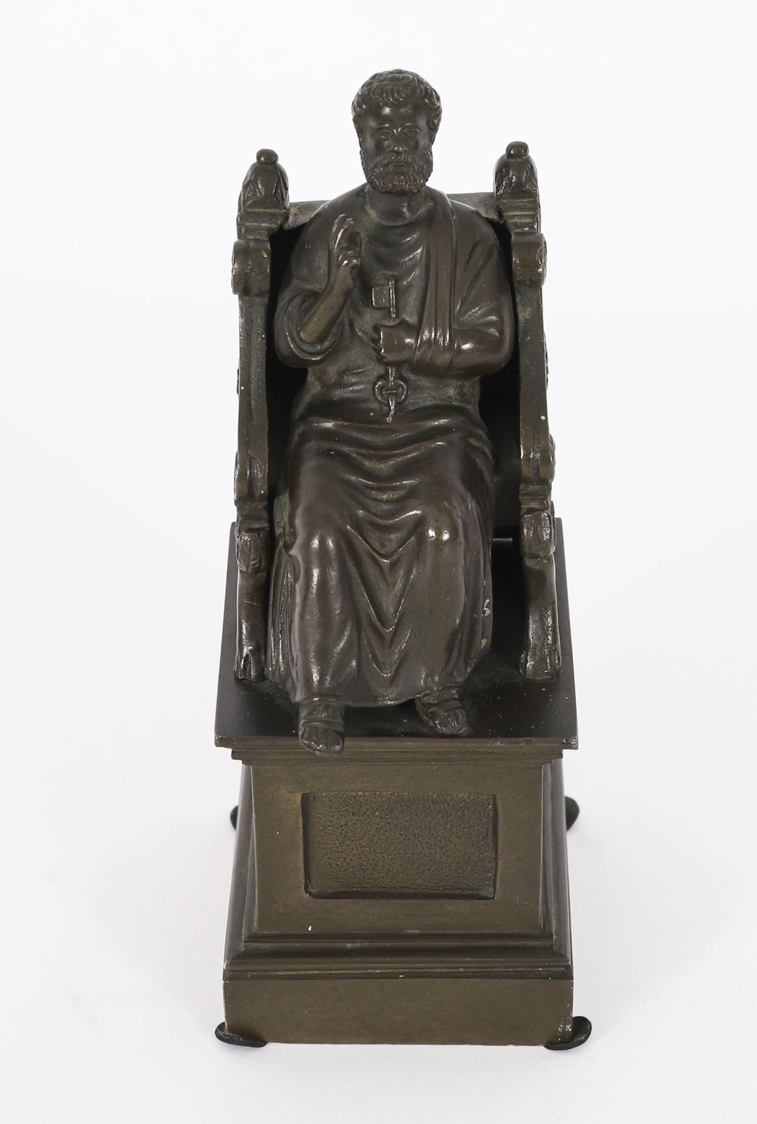 Antique Italian Grand Tour Patinated Bronze Sculpture Of St Peter 19th Century photo furniture