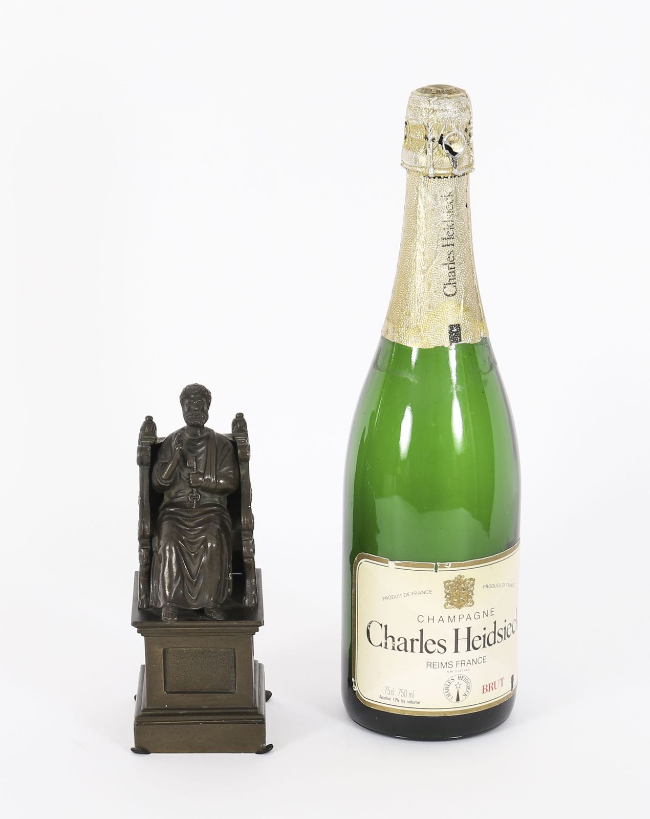 photo for sale Antique Italian Grand Tour Patinated Bronze Sculpture Of St Peter 19th Century