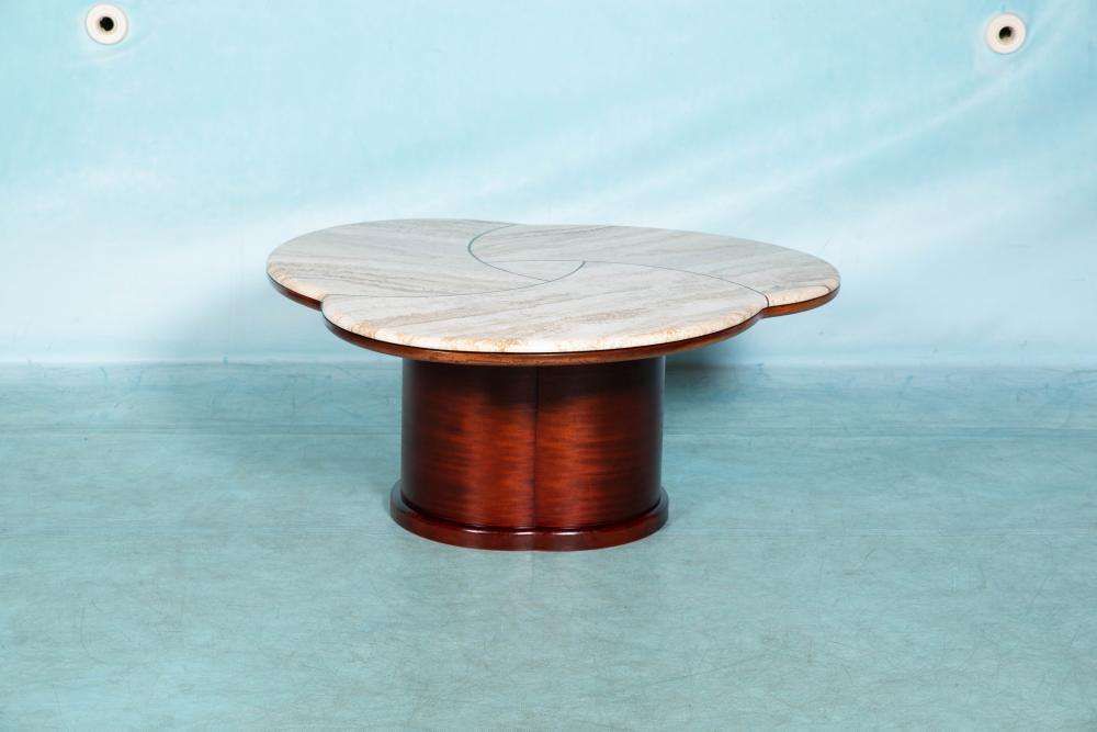 Mid Century Salontafel Van Travertijn, In De Stijl Van Jean Royère photo 5441.0