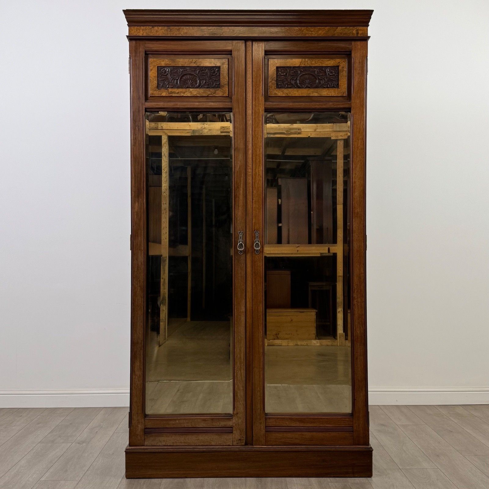 Antique 20th Century Edwardian Wardrobe In Walnut ( Af 5593 )