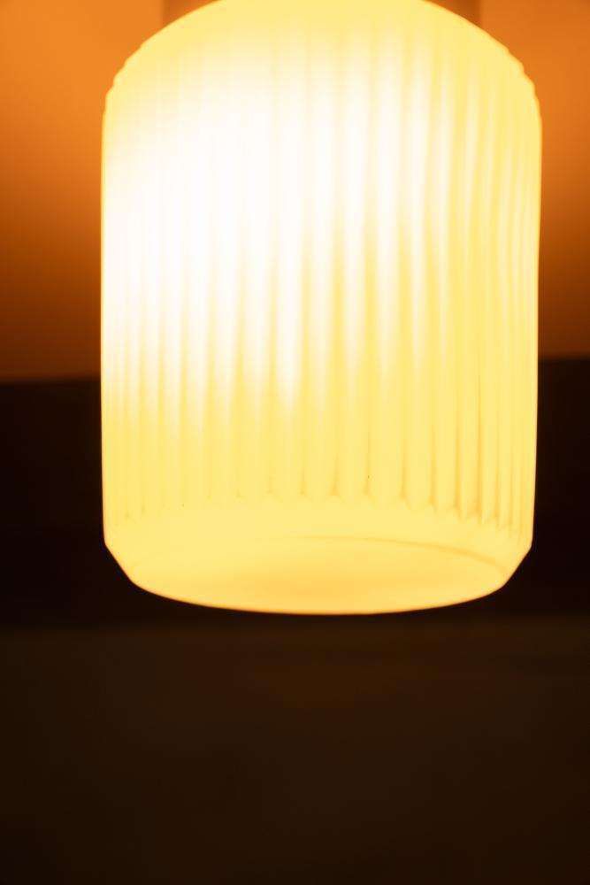 Space Age Geribbelde Glazen Plafondlamp, Minimalistische Glazen Lamp photo vintage