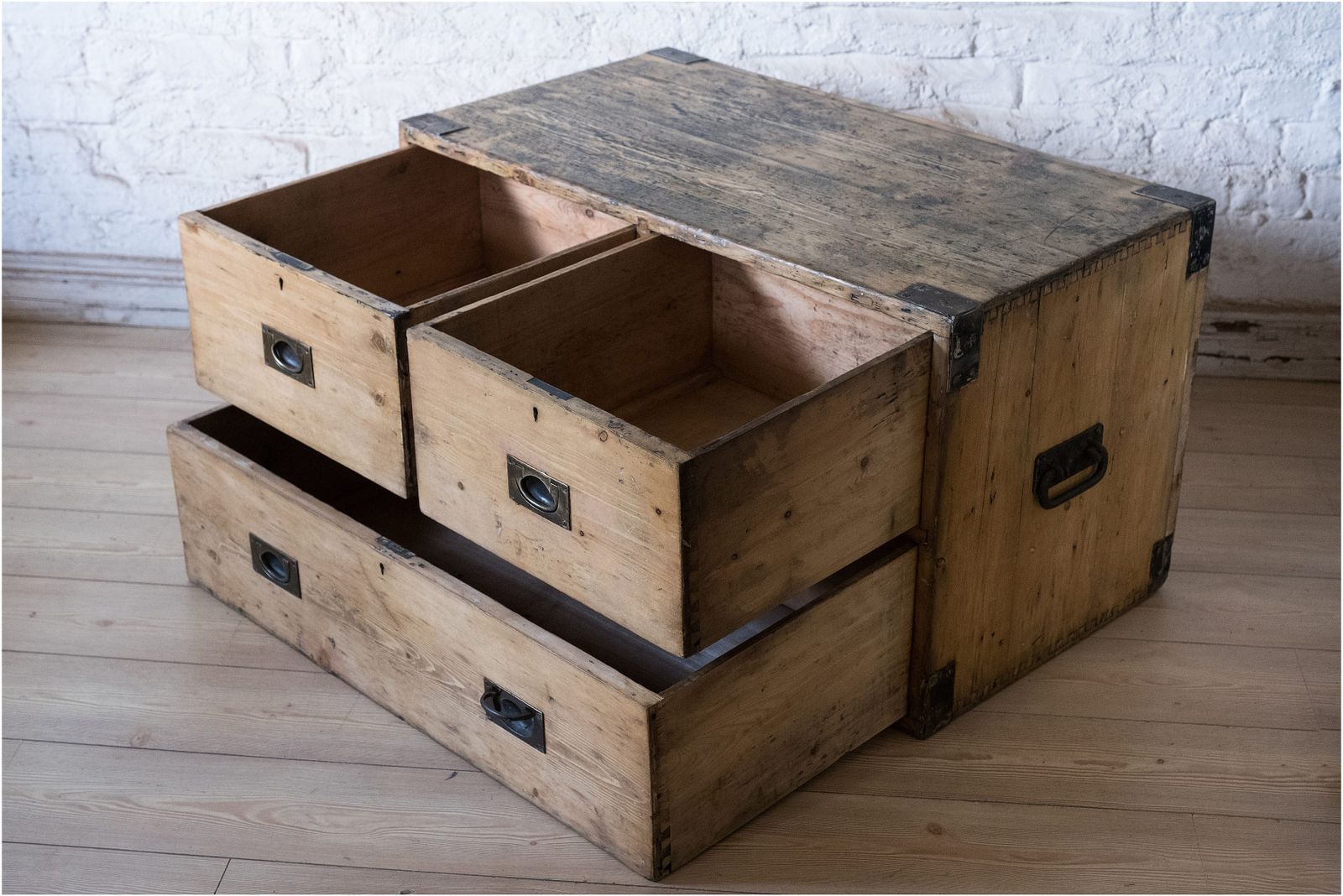 19th Century Campaign Chest Coffee Table British Army C1860 (965) photo vinterior
