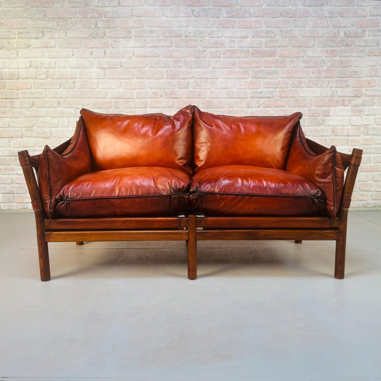 Vintage Swedish 60s Arne Norell “Ilona” Tan Leather Sofa & Pair Of Safari Chairs photo 8250.0