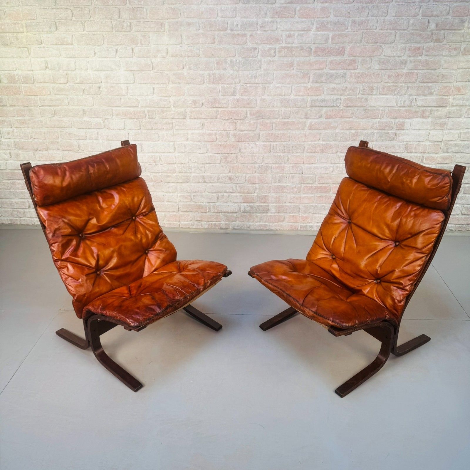Pair Of 1970s Westnofa Siesta High Back Lounge Chairs By Ingmar Relling photo 1414.0
