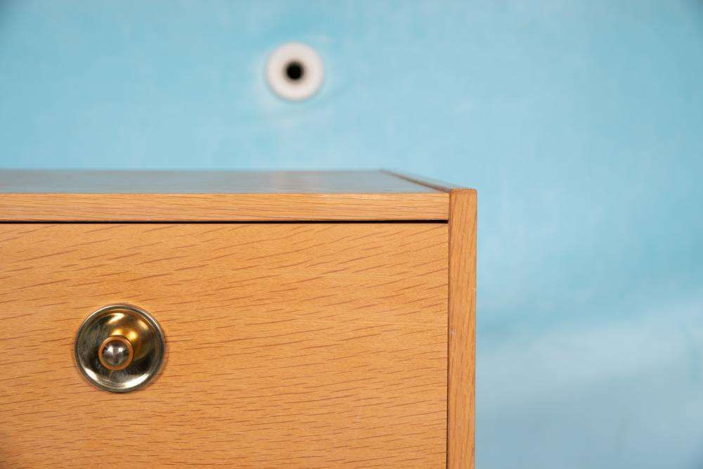 photo for sale Minimalist Blonde Scandinavian Oak Chest Of Drawers, Midmod Chest