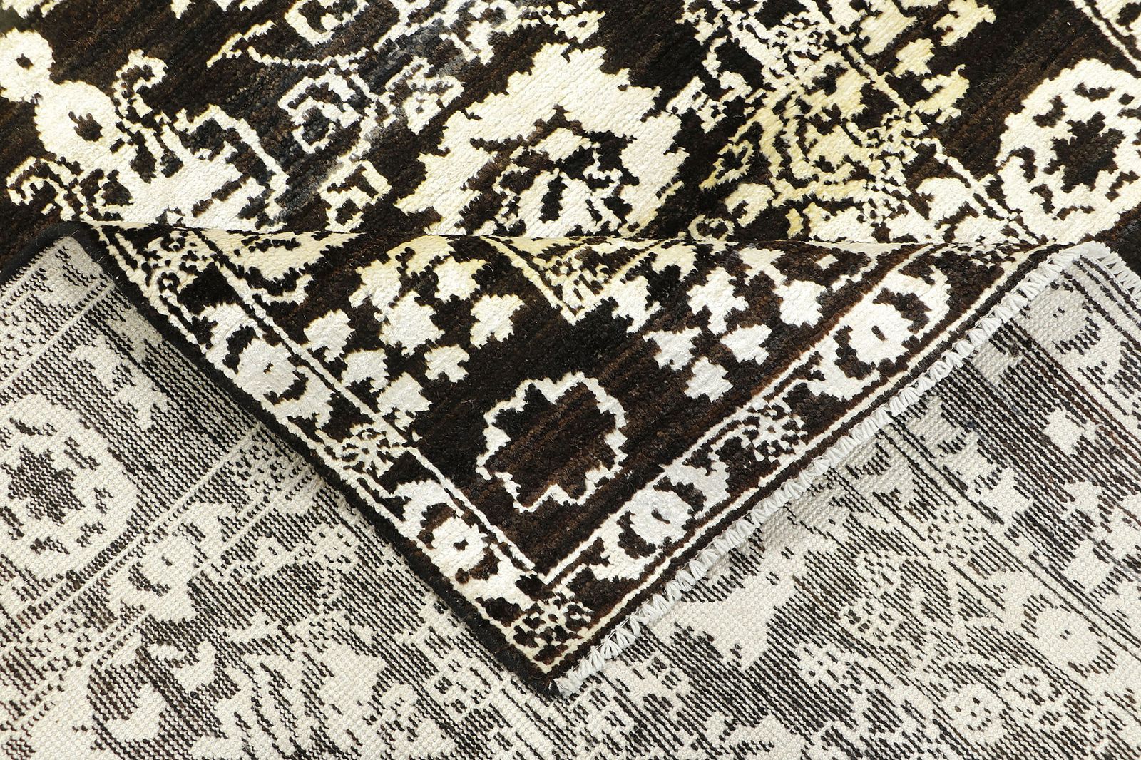 Charcoal Oushak Turkish Modern Floral Rug 127x185cm photo vinterior