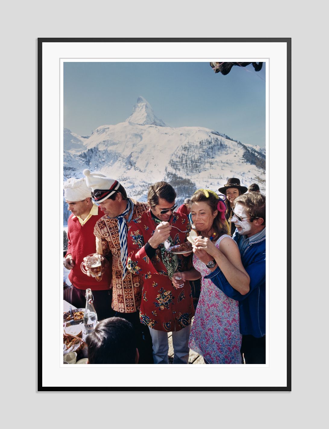 Slim Aarons 'Zermatt Skiing' Archival Pigment Print Framed In Black photo furniture