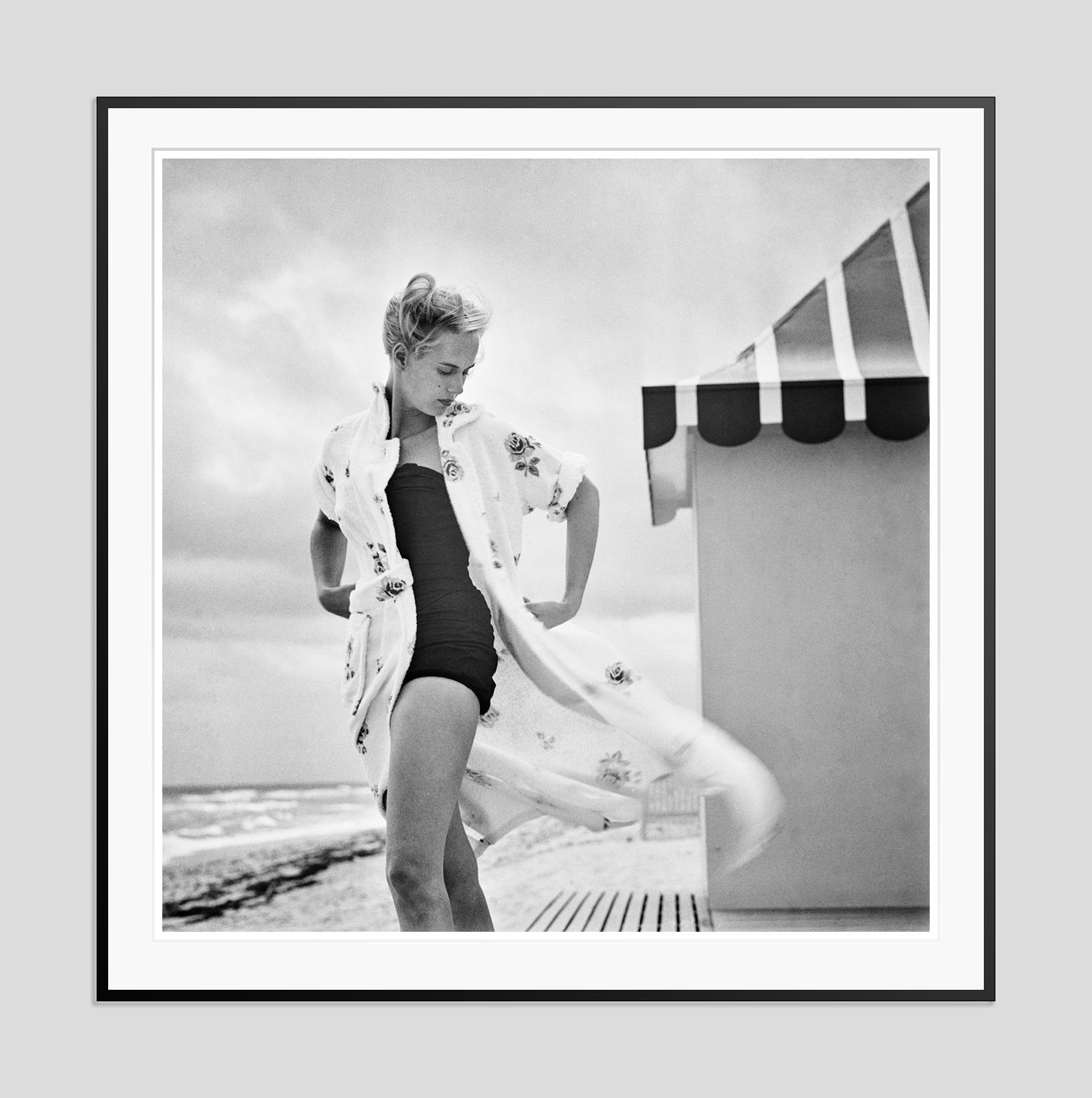 Slim Aarons 'Pulitzer On The Beach' Archival Pigment Print Framed In Black photo furniture