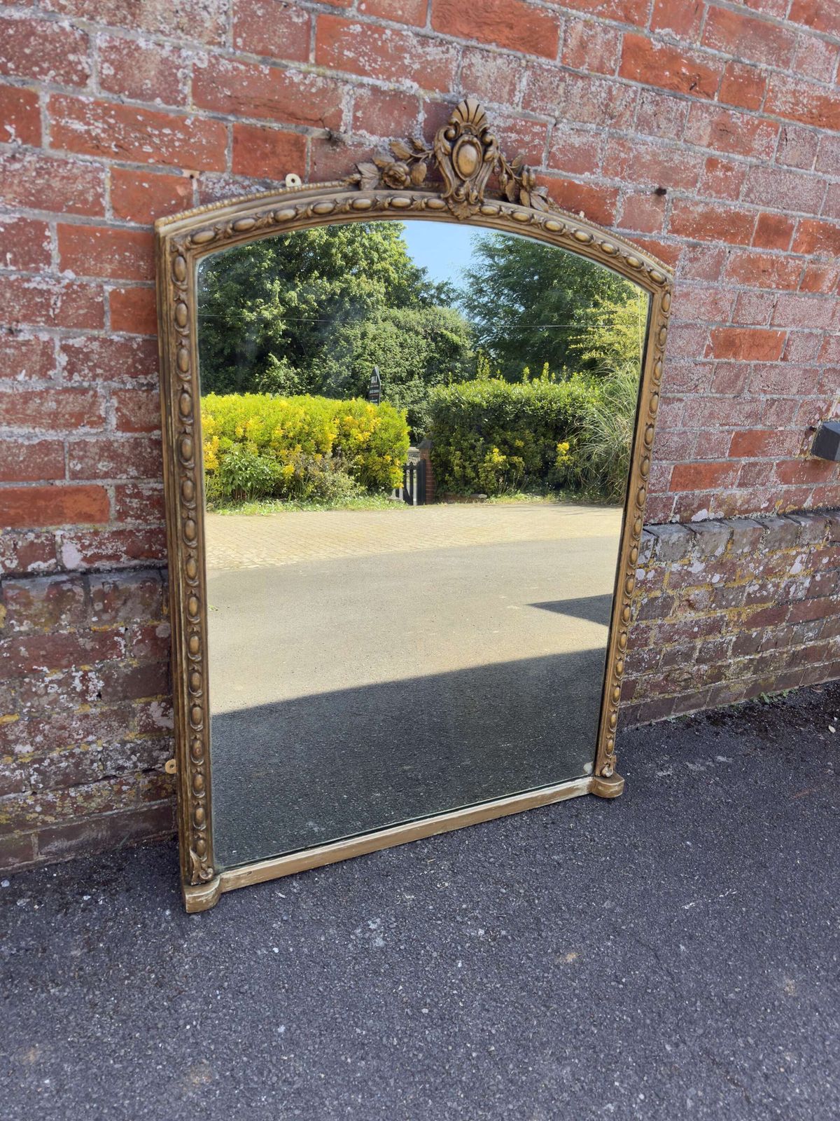 Fabulous Large Antique English 19th Century Shaped Top Gilt Overmantle Mirror