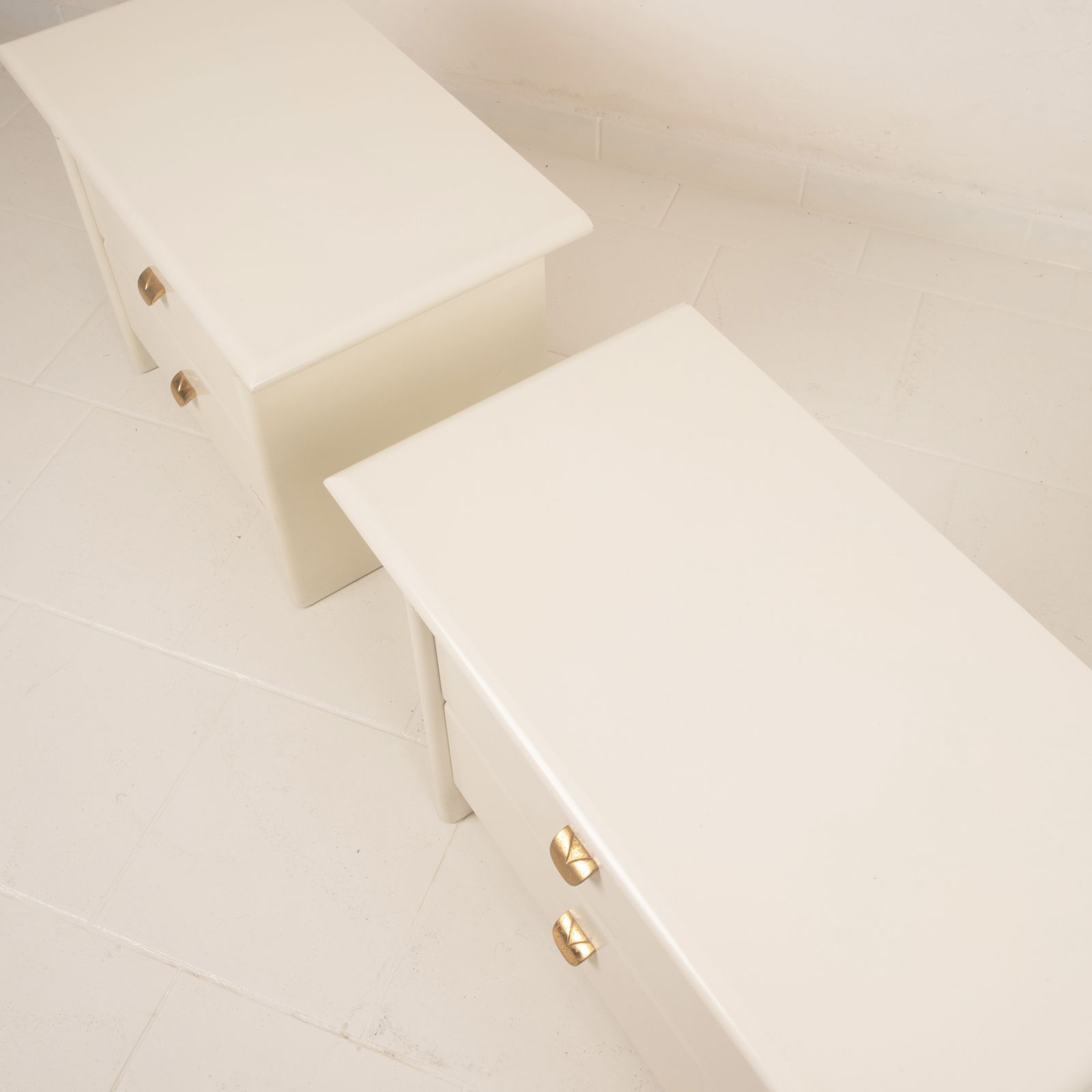 Pair Of Cream Lacquered Bedside Tables By Pierre Cardin, 1980 photo Furniture