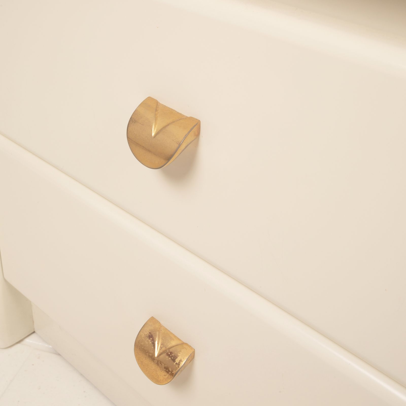 photo furniture Pair Of Cream Lacquered Bedside Tables By Pierre Cardin, 1980