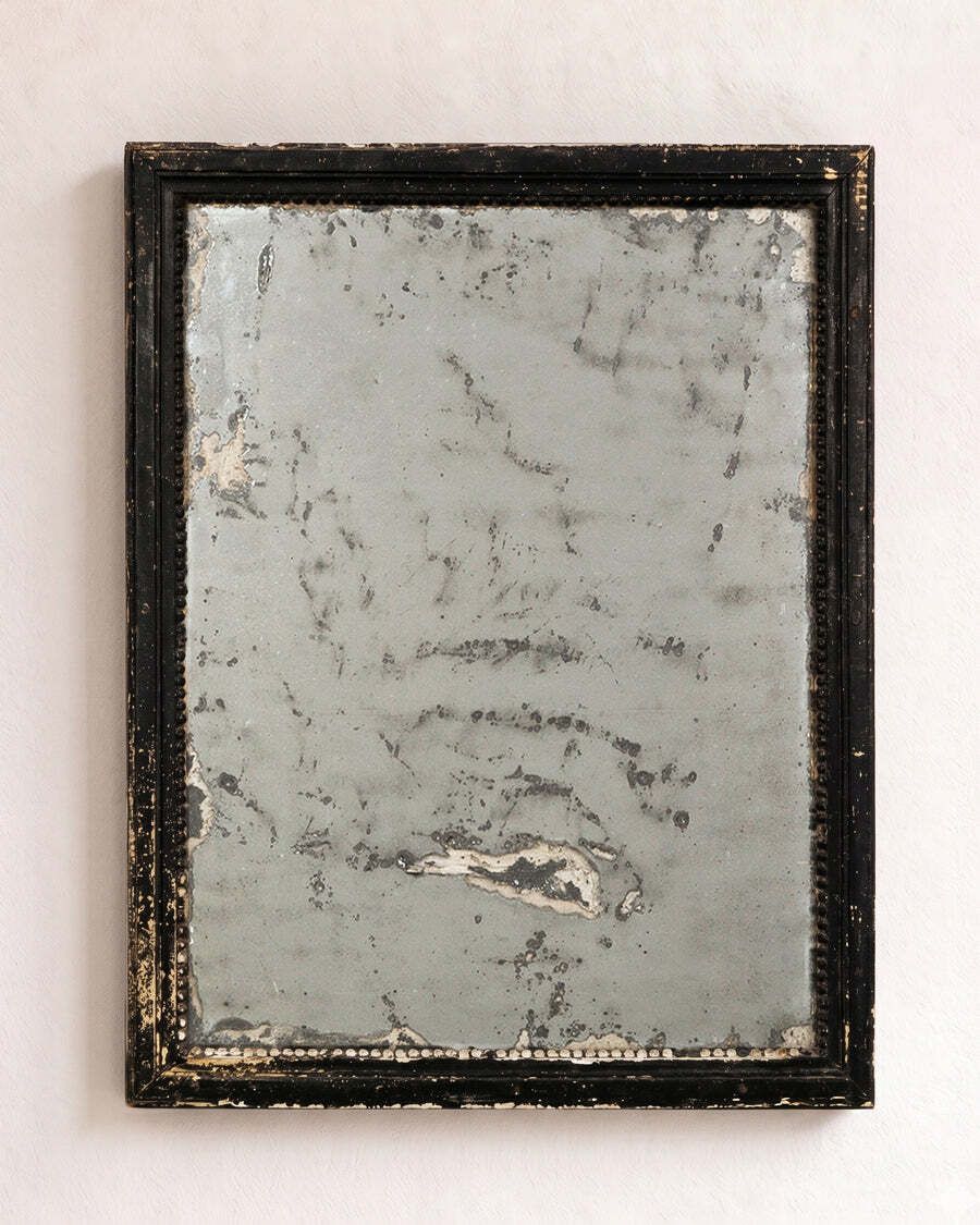 Frans Antiek Spiegel Uit De Late 19e Eeuw Met Zwart Geschilderd Frame photo furniture