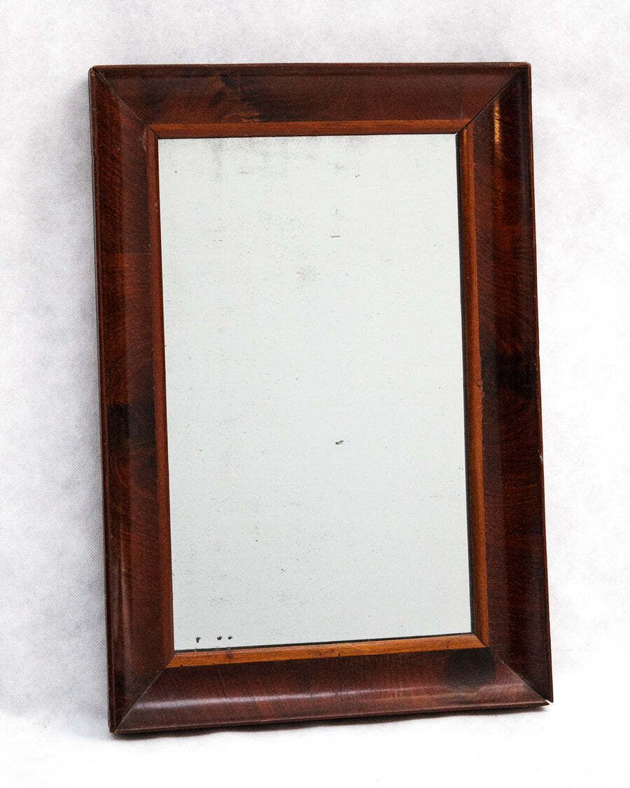 Late 19th C Small Mahogany Veneered Rectangular Mirror photo Home Decor