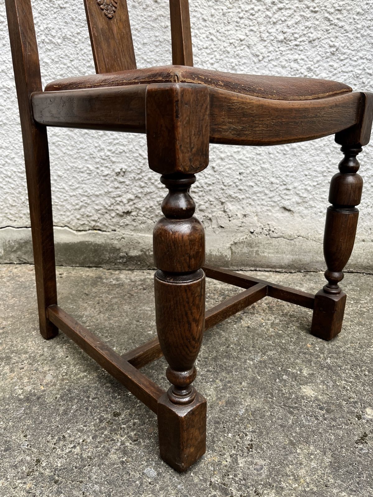 Furniture Pair Of Vintage Oak Dining Chairs Tudor Jacobean Farmhouse Carved Wooden Chairs photo