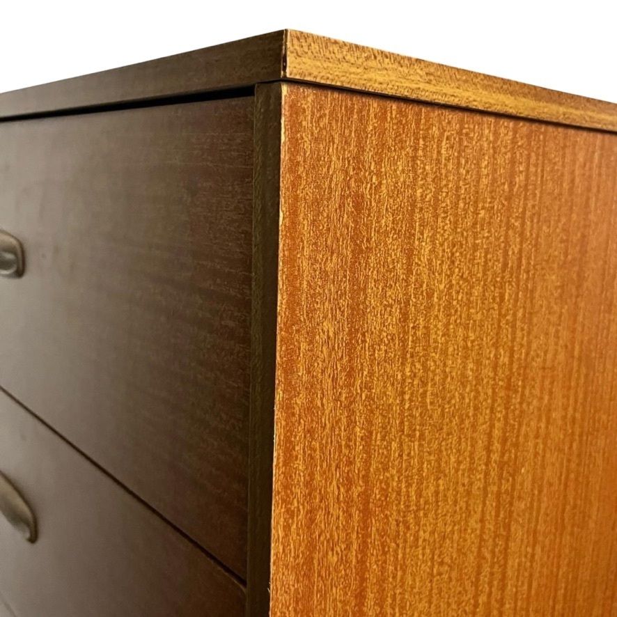 Homeworthy 4 Drawer Chest Of Drawers Mid Century Teak Effect 88cm photo for sale