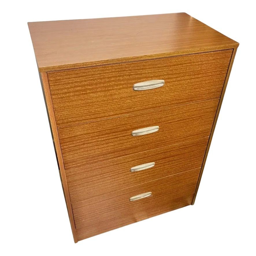 Furniture Homeworthy 4 Drawer Chest Of Drawers Mid Century Teak Effect 88cm photo
