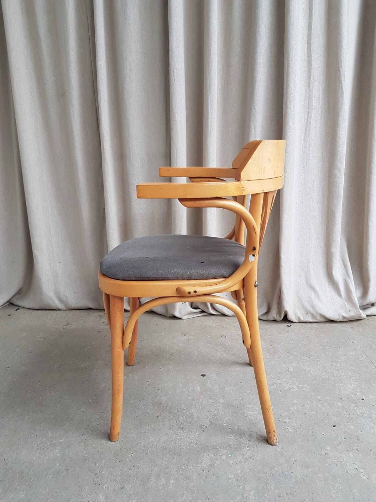 Vtg Late Mid Century Bistro Armchair Side Chair Dining Danish Scandi Retro R379 photo for sale