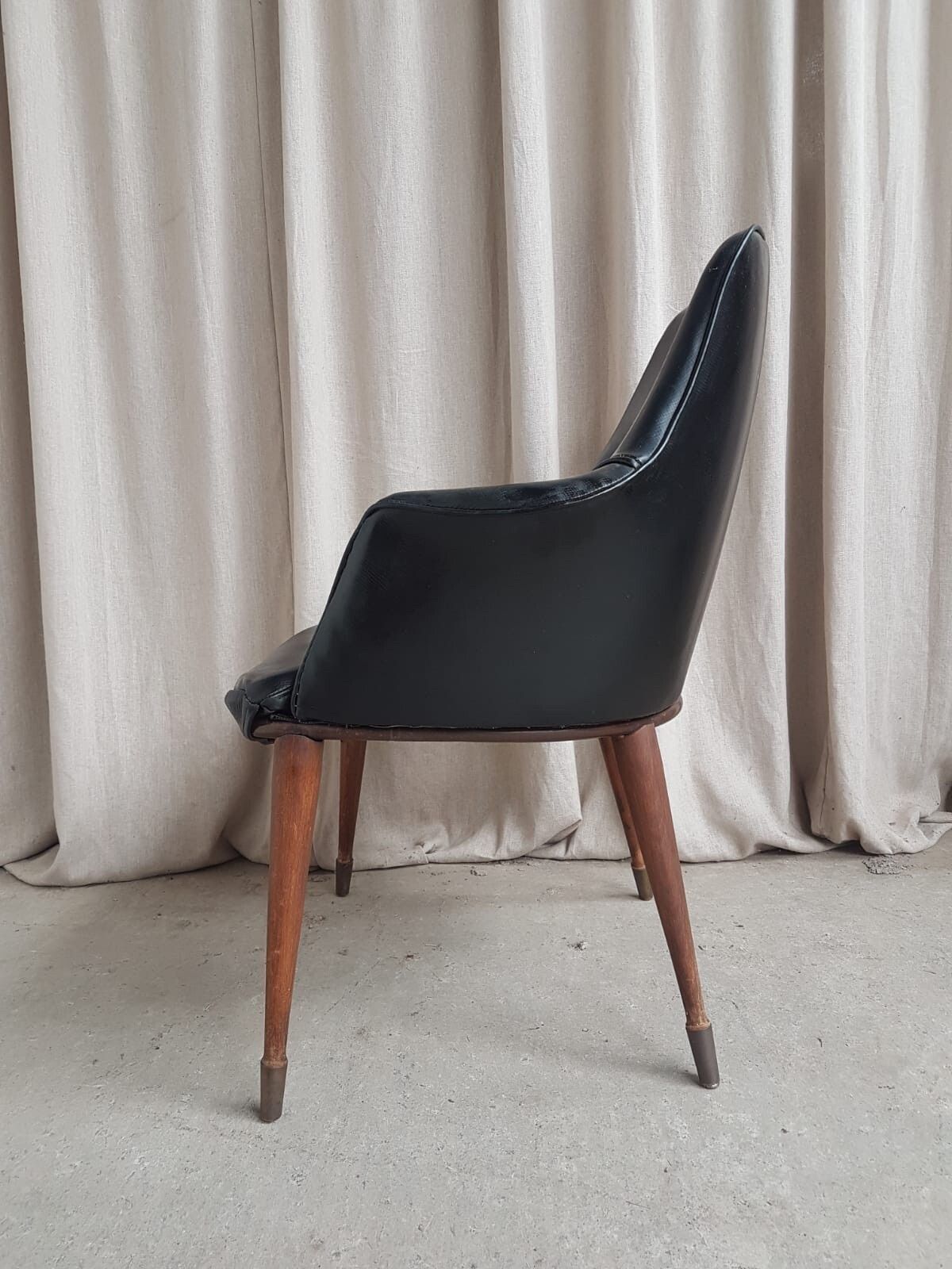 Vtg Mid Century Vinyl Leather Cocktail Chair Retro Danish Italian Design R536 photo vintage