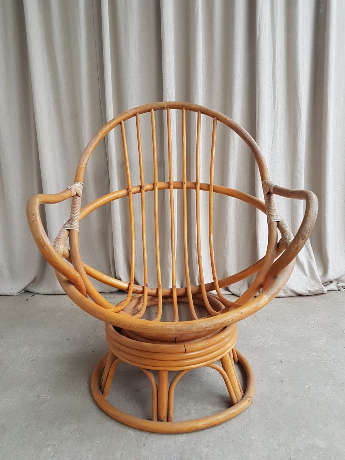 Vtg Mid Century Wicker Swivel Satellite Egg Chair Retro Italian Style R368 photo buy