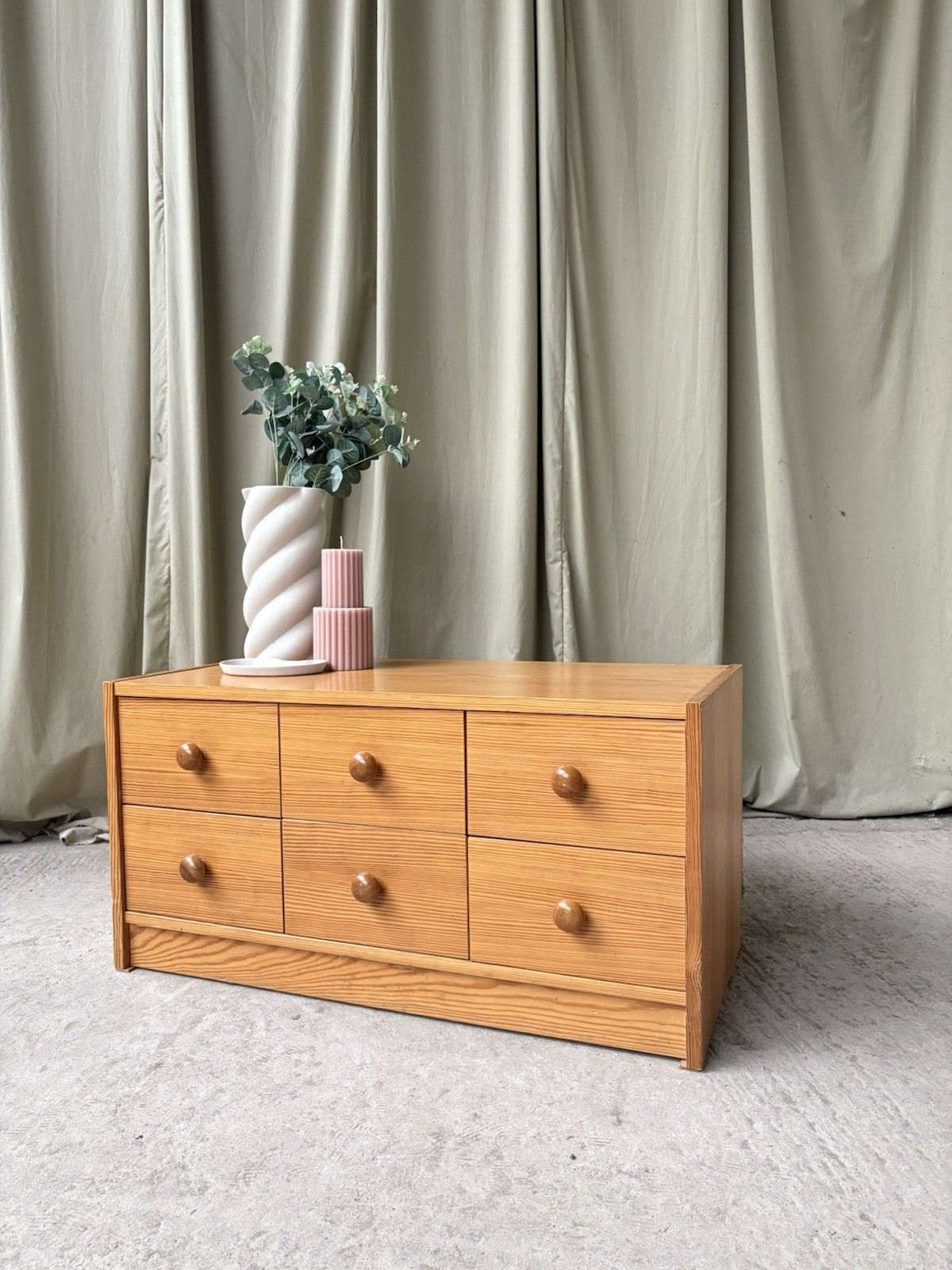 Vtg Late Mid Century East German Low Chest Drawers Scandi Danish Sideboard R1183
