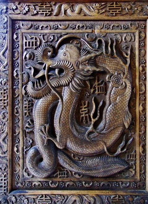 Antique Hand Carved Chinese Export Teak Bureau Wonderful Dragon Carvings photo 2999.0