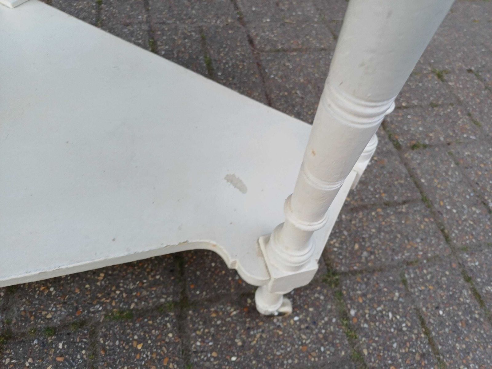 photo vinterior Victorian Marble Top Washstand Painted Antique Side Table Cupboard Storage Brass Handles Turned Legs