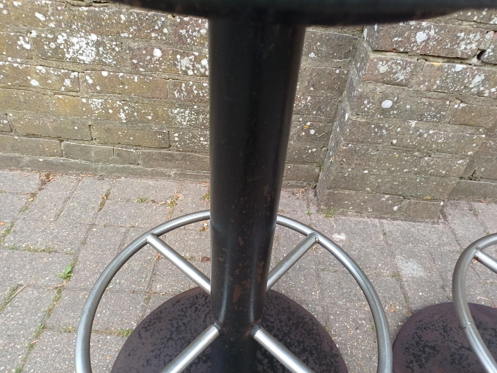 Pair Vintage Industrial Bar Stools 1970s 1980s Heavy Iron Swivel Seats Chrome Footrest Exceptional Quality 32 Kg Each photo vinterior