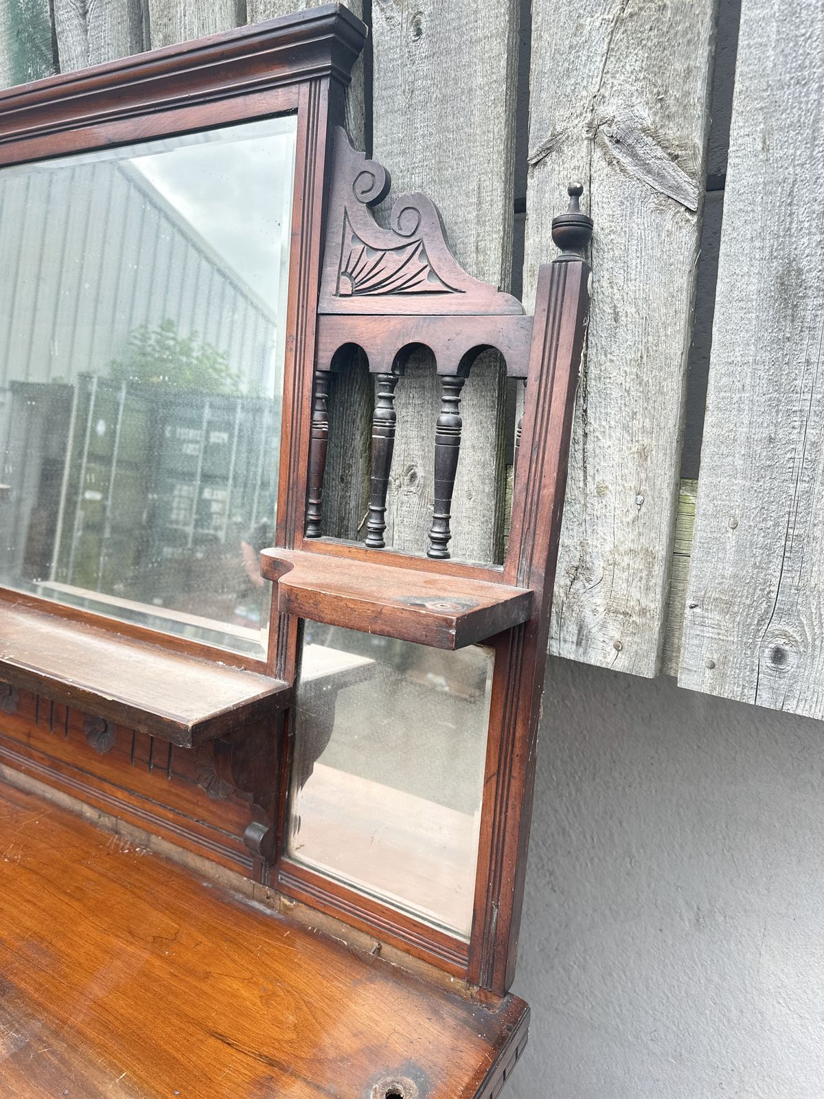 55.0 Beautiful Edwardian Carved Mahogany Mirrorback Chiffionier Sideboard photo
