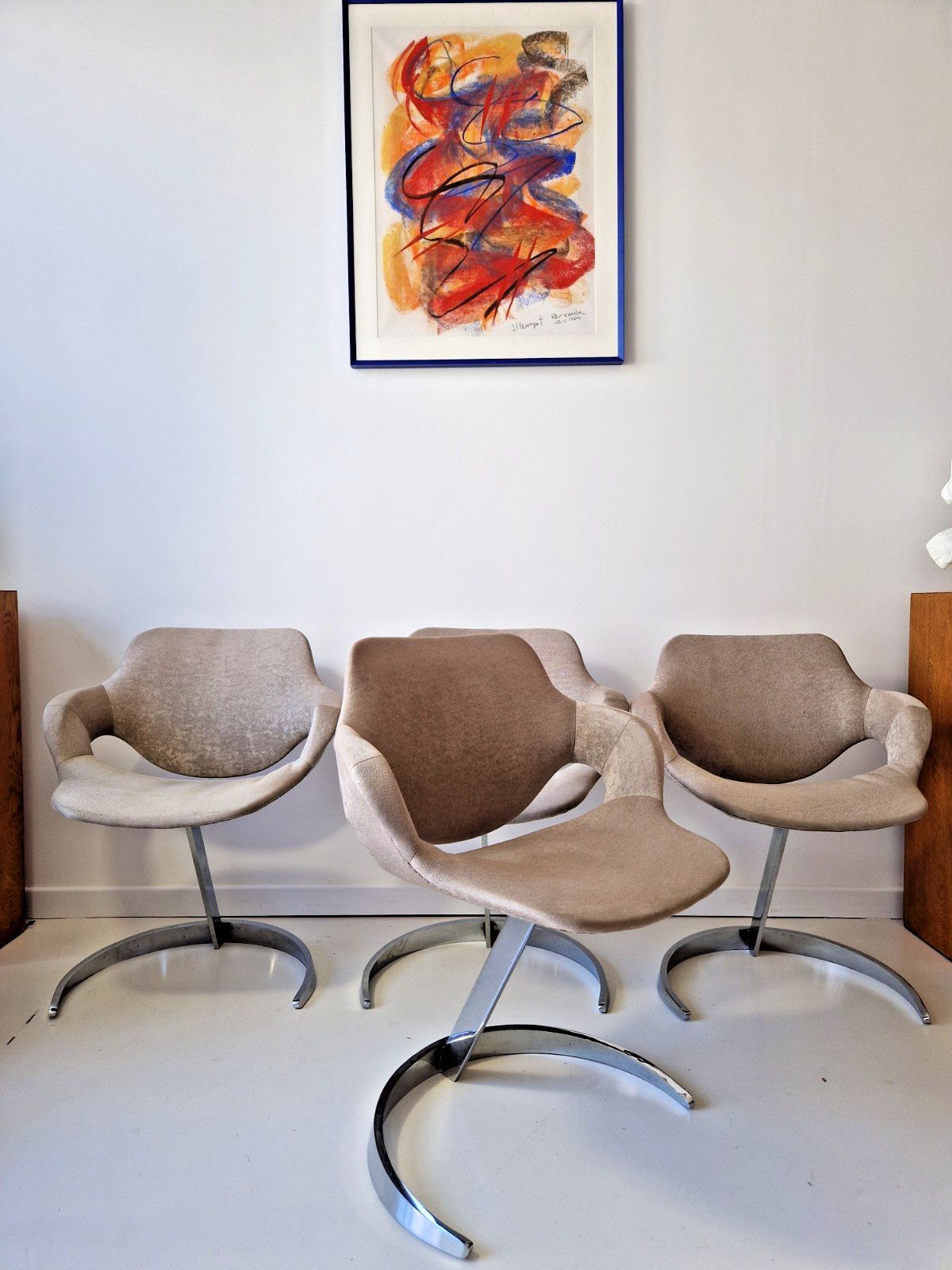 photo for sale Set Of 4 Boris Tabacoff Sphinx Style Cantilever Dining Lounge Chairs 1970